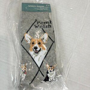 Women's Grey Pembroke Corgi Ankle Socks, NWT